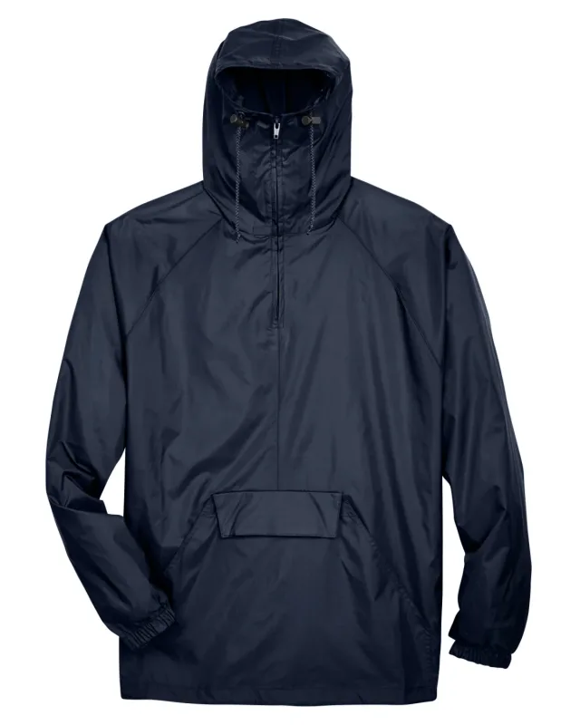 UltraClub Adult Quarter-Zip Hooded Pullover Pack-Away Jacket — view 10