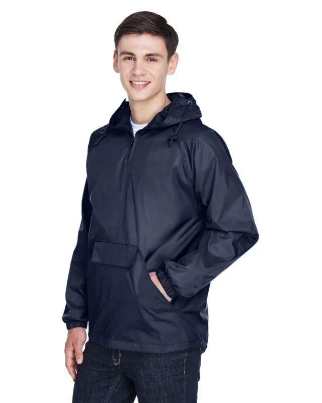 UltraClub Adult Quarter-Zip Hooded Pullover Pack-Away Jacket — view 13