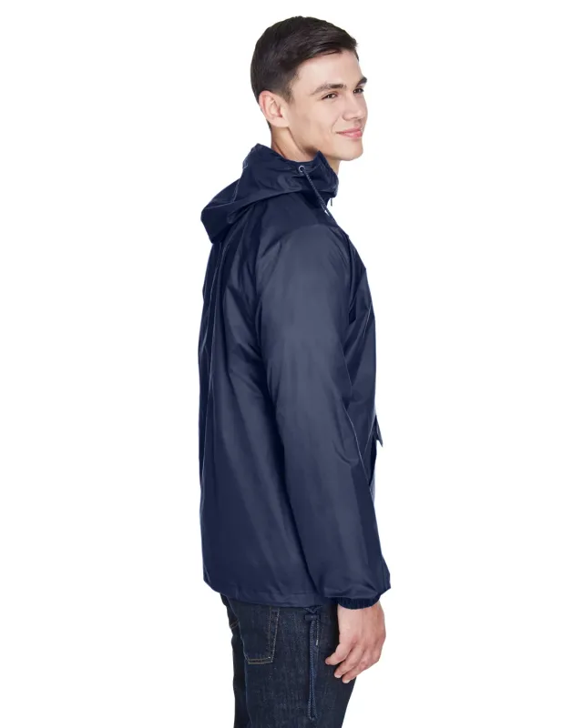 UltraClub Adult Quarter-Zip Hooded Pullover Pack-Away Jacket — view 14