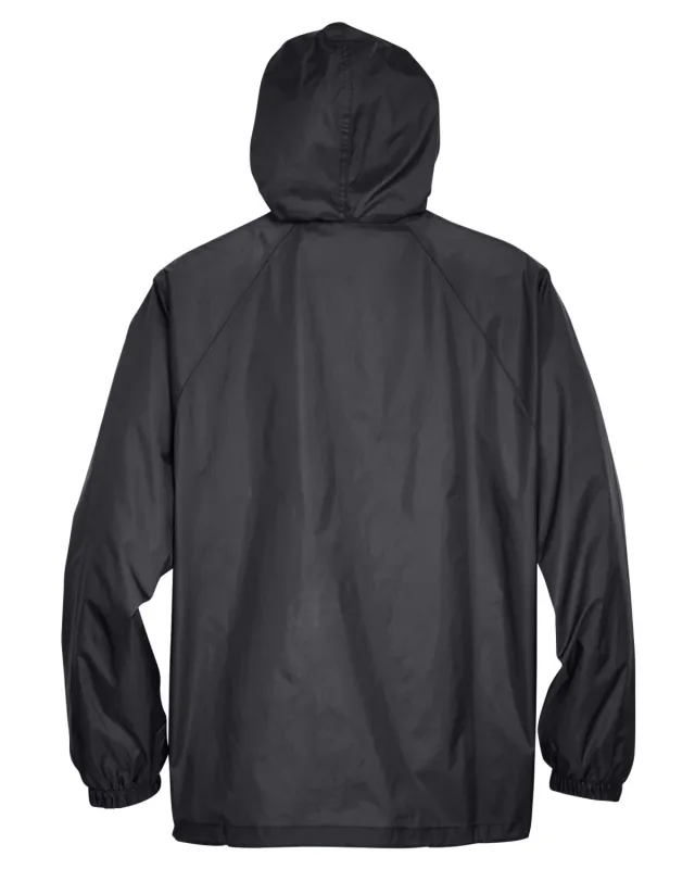 UltraClub Adult Quarter-Zip Hooded Pullover Pack-Away Jacket — view 2