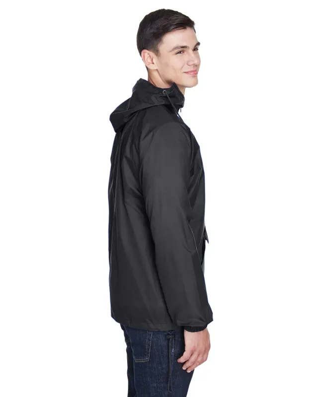 UltraClub Adult Quarter-Zip Hooded Pullover Pack-Away Jacket — view 7