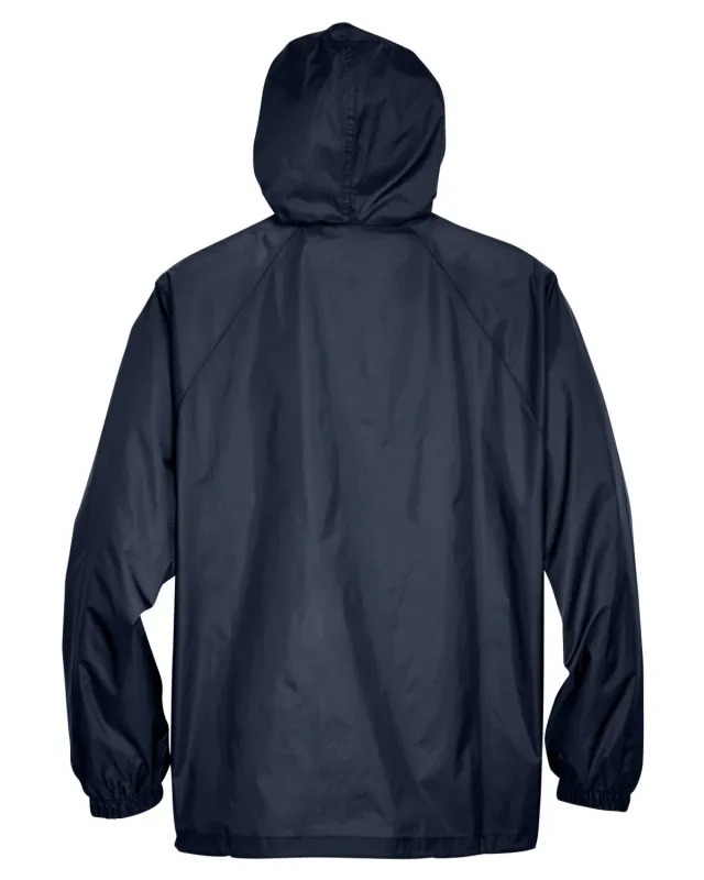 UltraClub Adult Quarter-Zip Hooded Pullover Pack-Away Jacket — view 9