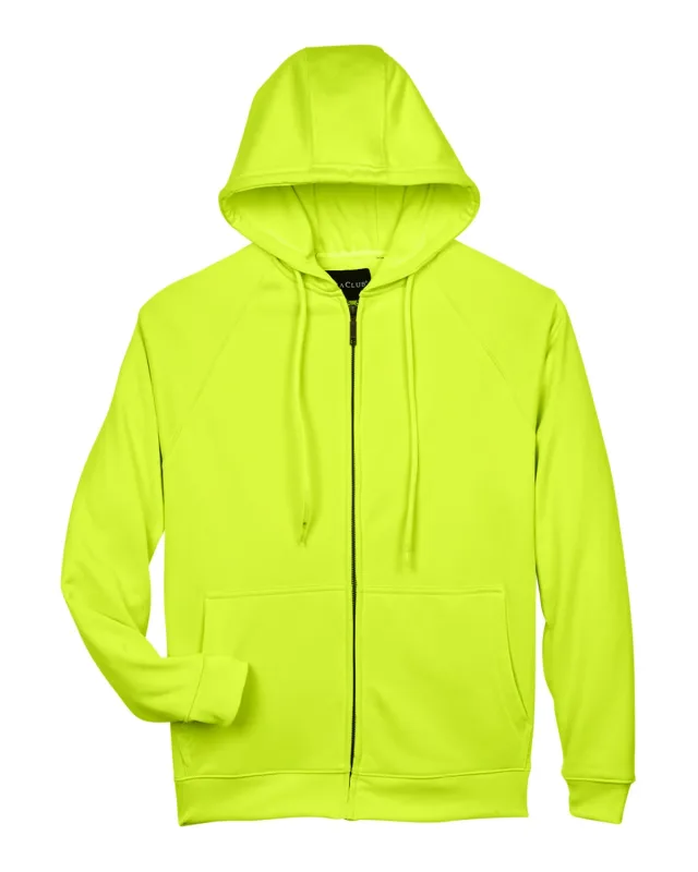 UltraClub Adult Rugged Wear Thermal-Lined Full-Zip Fleece Hooded Sweatshirt — view 3
