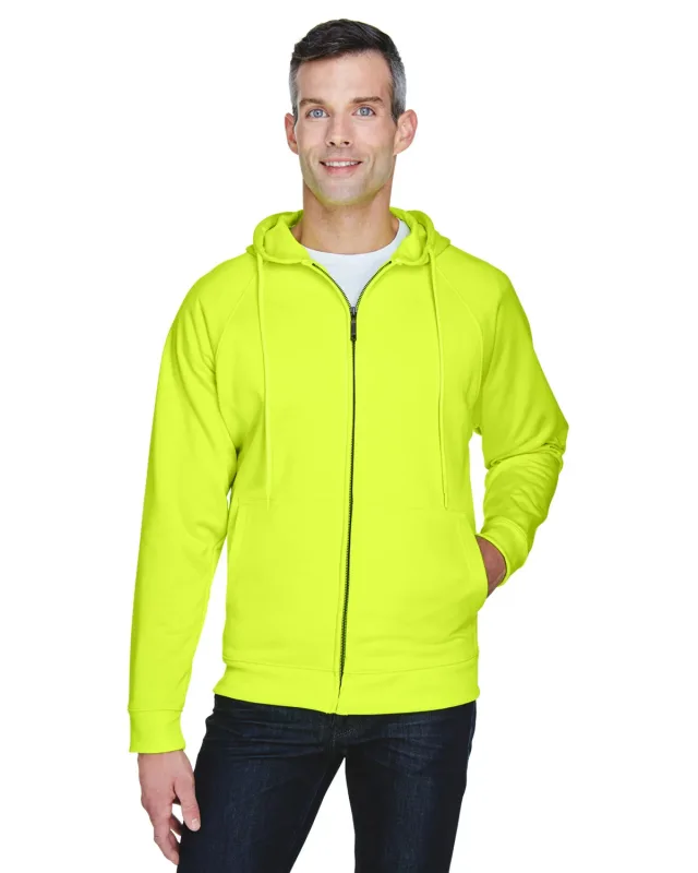 UltraClub Adult Rugged Wear Thermal-Lined Full-Zip Fleece Hooded Sweatshirt — view 4