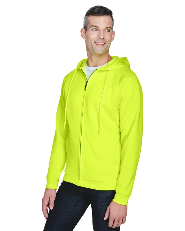 UltraClub Adult Rugged Wear Thermal-Lined Full-Zip Fleece Hooded Sweatshirt — view 6