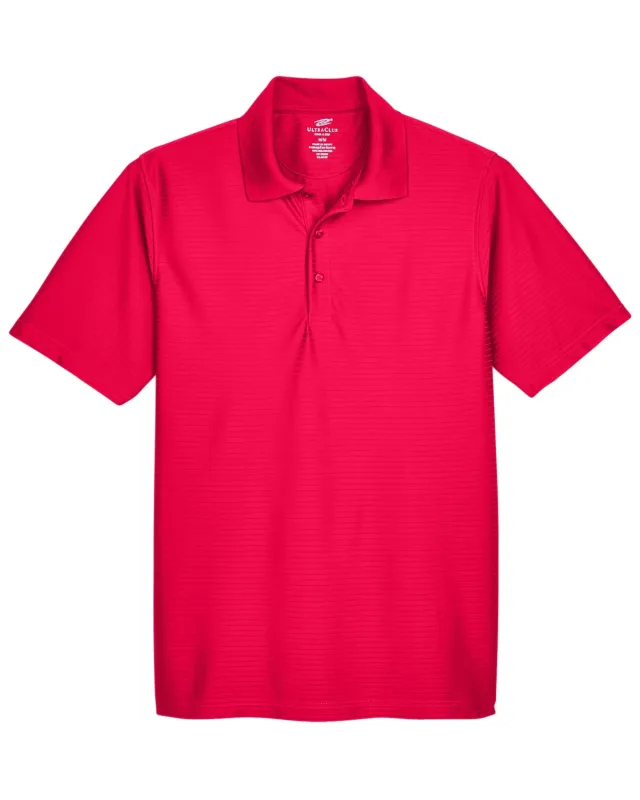 UltraClub Men's Cool & Dry Elite Tonal Stripe Performance Polo — view 3