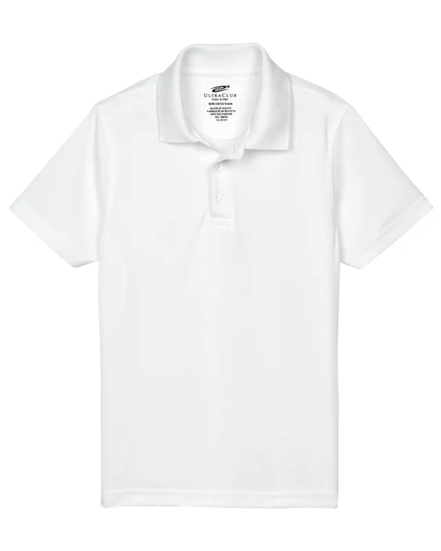UltraClub Youth Cool & Dry Mesh Piqué Polo — view 3