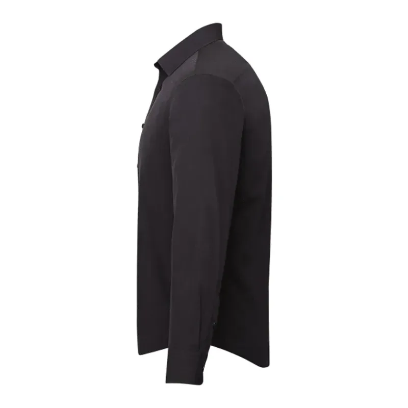 Custom UNTUCKit Men's Long Sleeve Wrinkle-Free Shirt - Black Stone — view 3