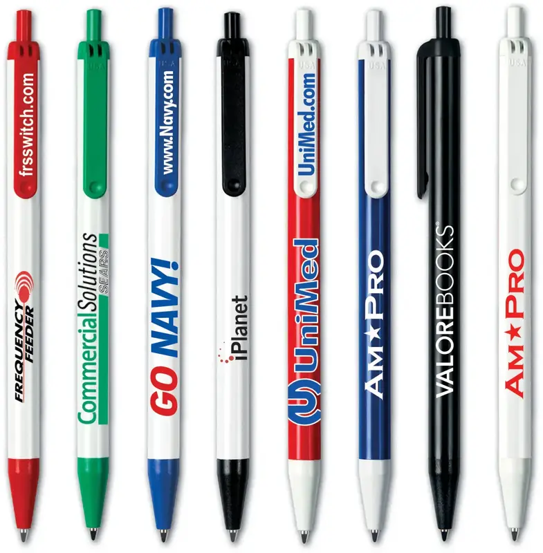 USA Clicker Retractable Custom Logo Pen - Affordable Plastic Ballpoint Promotional Pen