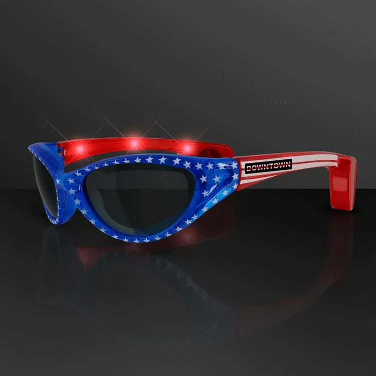 USA Stars & Flag Stripes LED Flashing Sunglasses