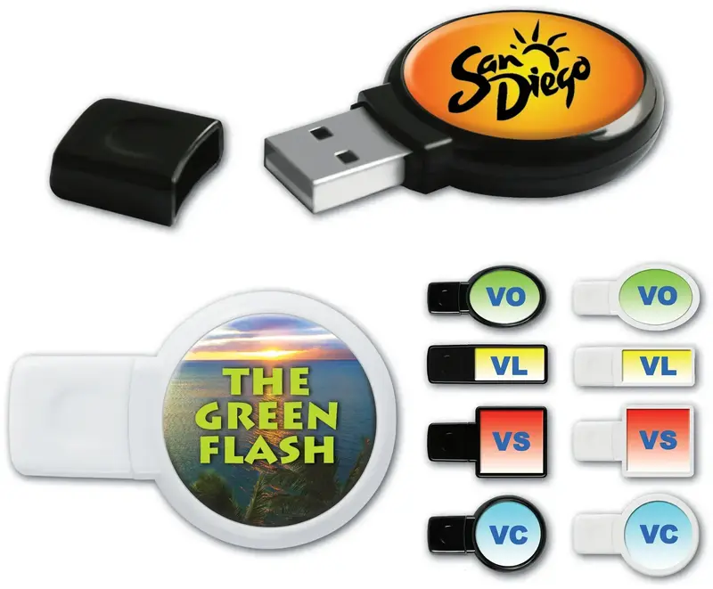 Customizable USB View Drives with Full Color Epoxy Dome Bevel Design