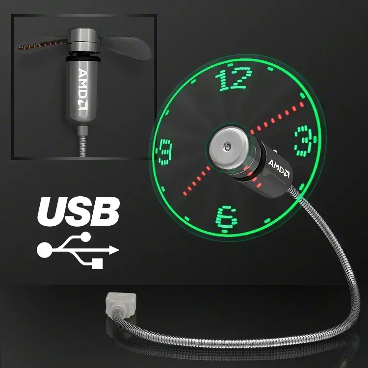 USB PoweRed LED Light Clock Desk Fan