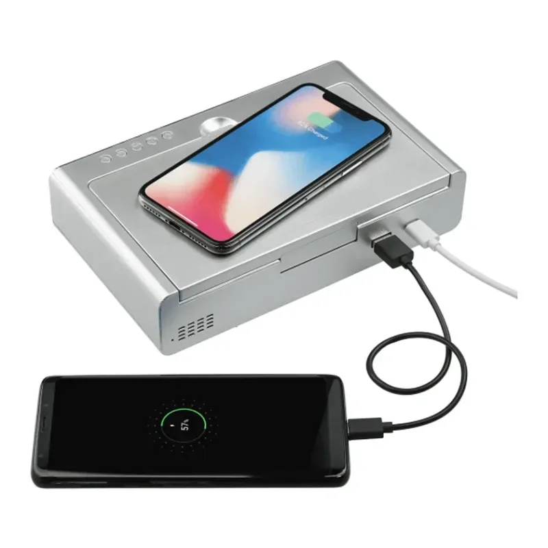 Branded UV Sanitizer Desk Clock with Wireless Charging — view 3