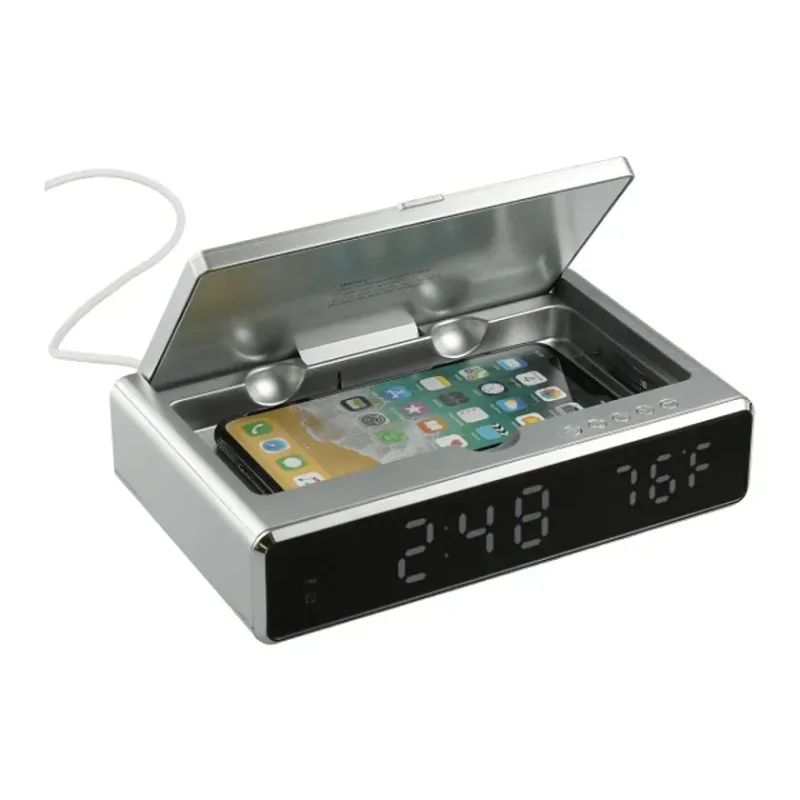 Branded UV Sanitizer Desk Clock with Wireless Charging — view 4