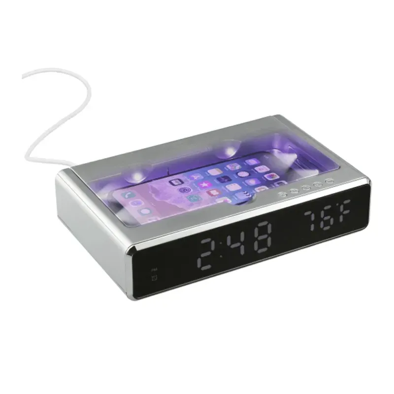 Branded UV Sanitizer Desk Clock with Wireless Charging — view 8