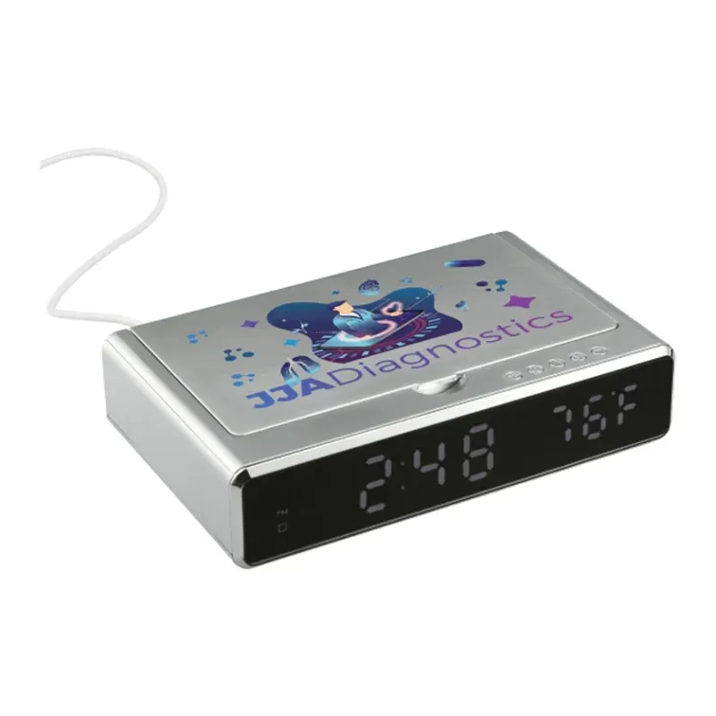 Branded UV Sanitizer Desk Clock with Wireless Charging — view 9
