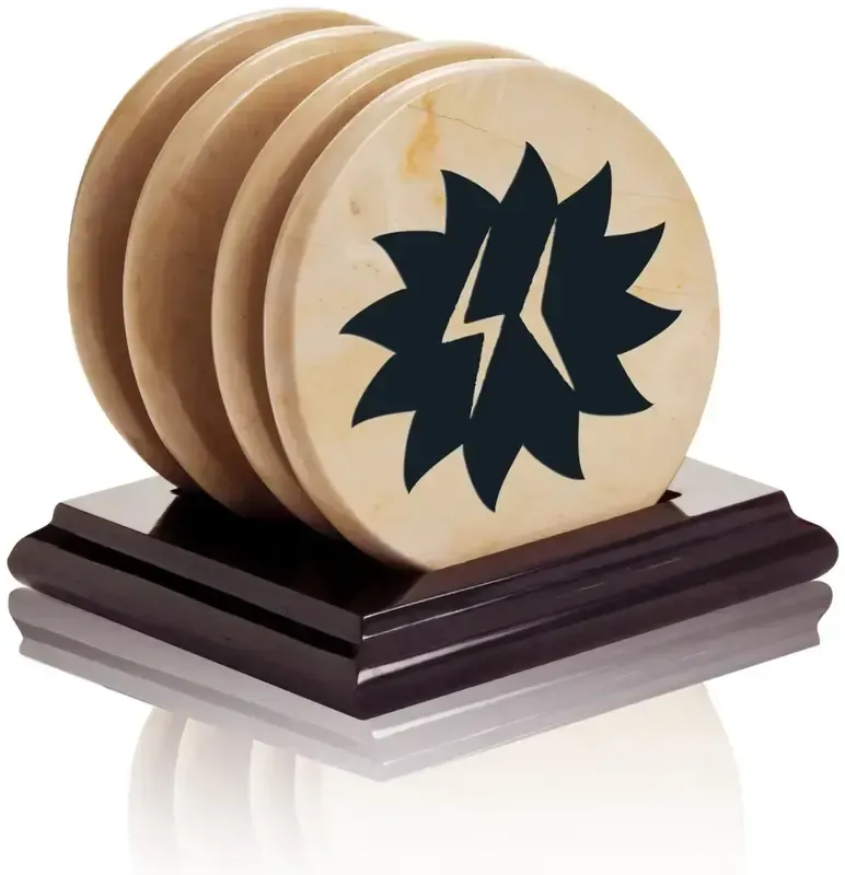 Boticino Marble Coasters w/ Black Base (Set of 4)
