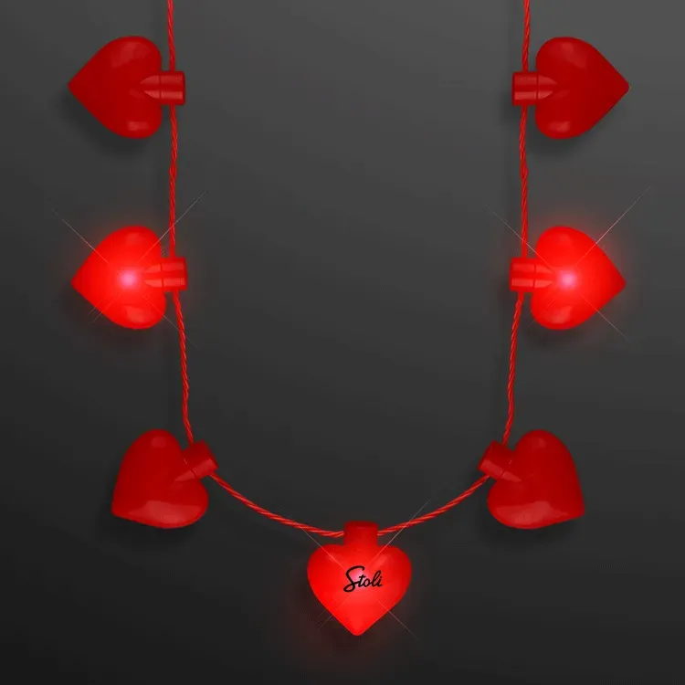 Valentine Hearts String Lights Necklace, 7 Bulbs