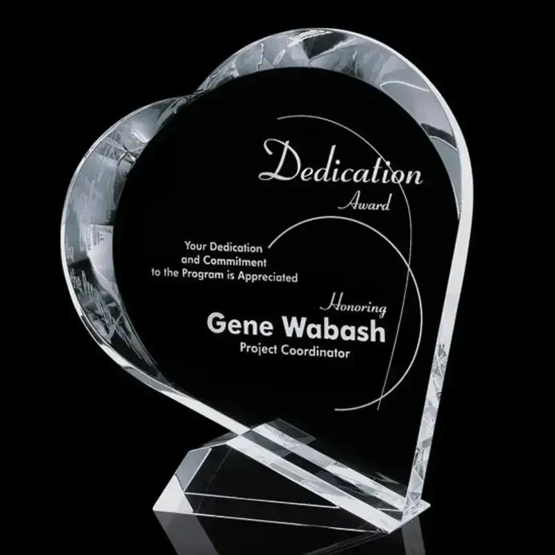 Valentino Custom Recognition Heart Award with Beveled Base