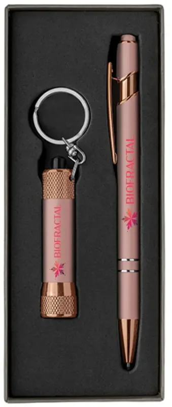 Custom Rose Gold Pen with Flashlight & Gift Box — view 2