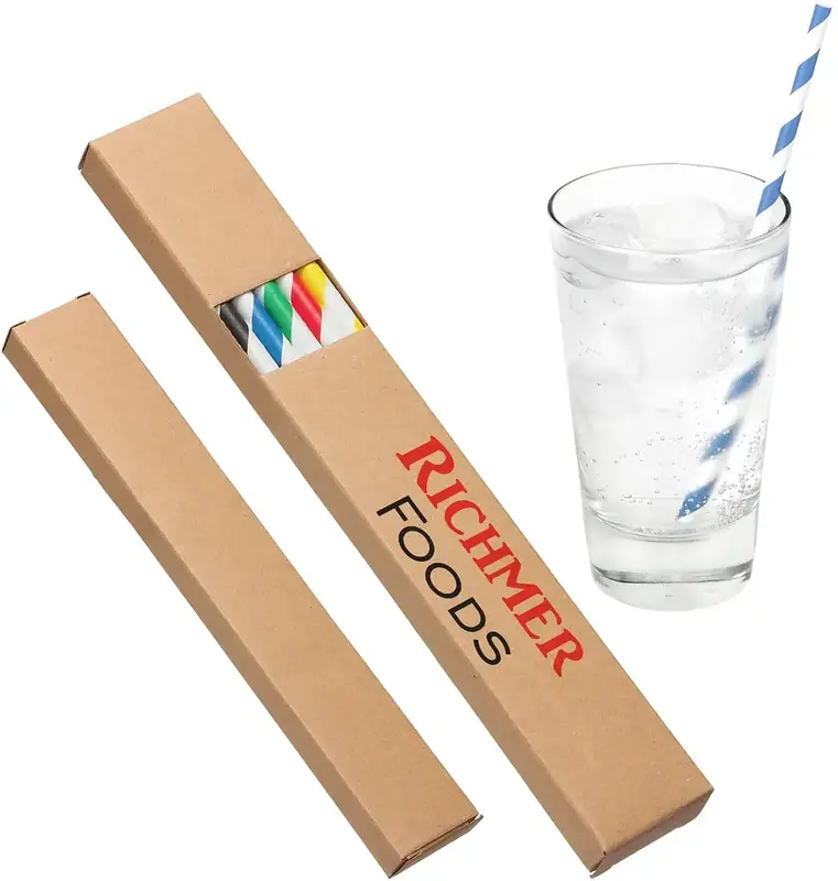 Custom Logo Paper Straws - 10-Pack