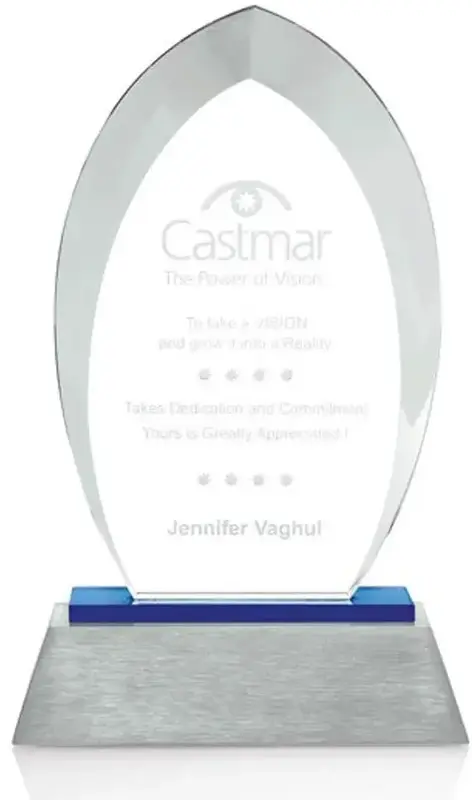 Customizable Vienna Glass Awards with Blue Base