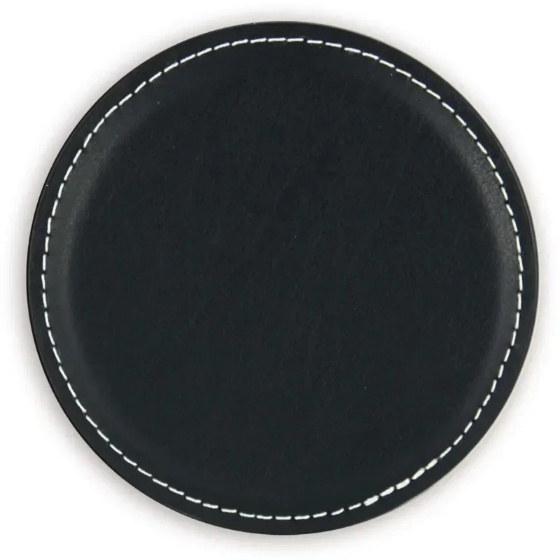 Custom Vintage Round Leather Coaster — view 4