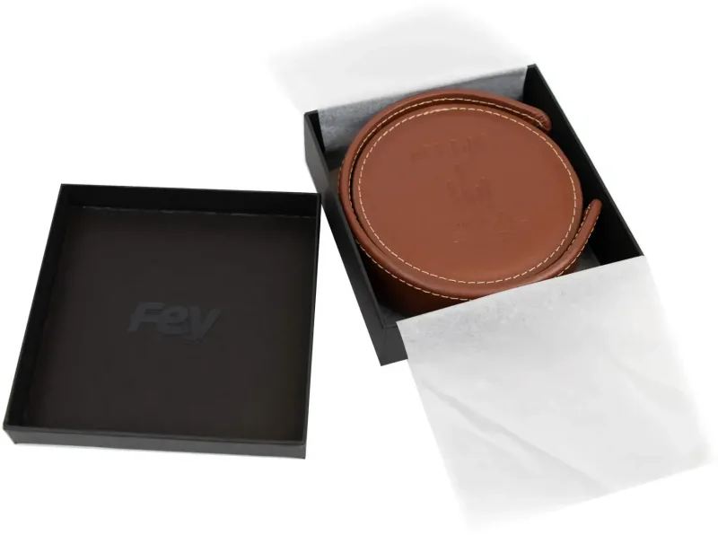 Custom Vintage Leather Coaster Set — view 5