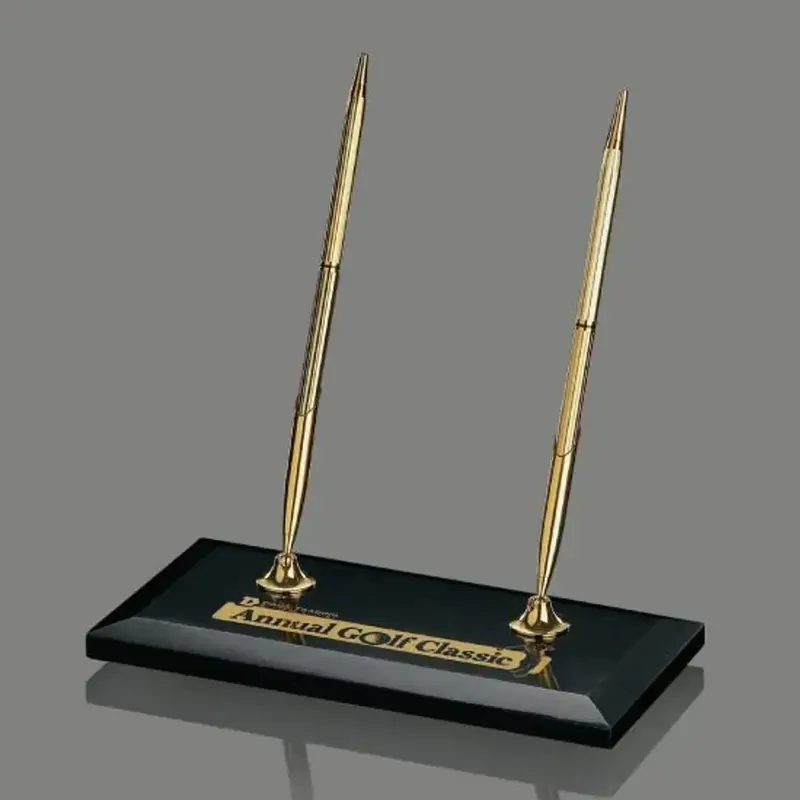 Customizable Black Marble Rectangular Pen Stand