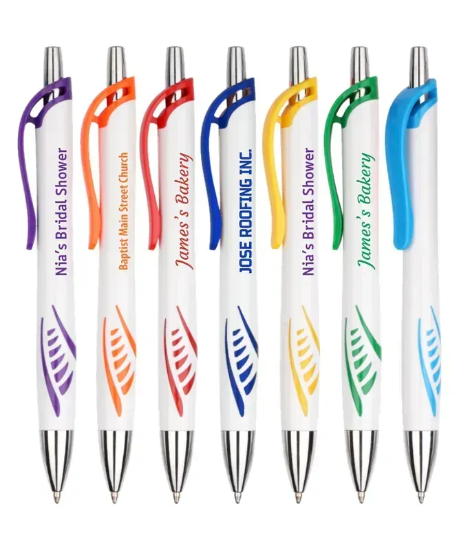 White Clicker Pens with Union Print and Hashishy Design