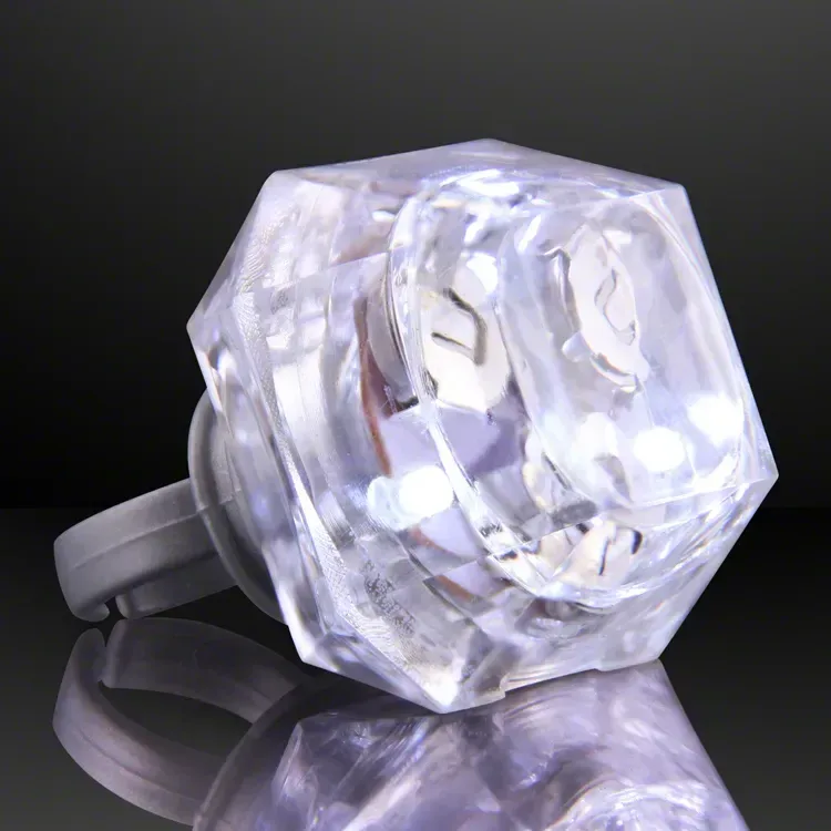 White Princess Cut Huge Diamond LED Rings — view 9