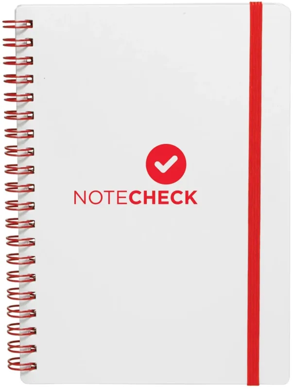 Custom White Spiral Notebook w/ Elastic Band - 5" x 7" (80 Lined Pages) — view 4