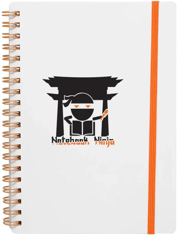 Personalized White Spiral Notebook (5" x 7") - Elastic Band — view 3