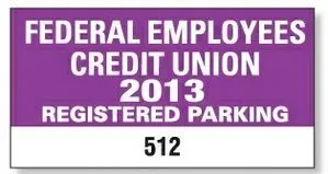 White Vinyl Parking Permit (4 1/4"x2 1/4") — view 2