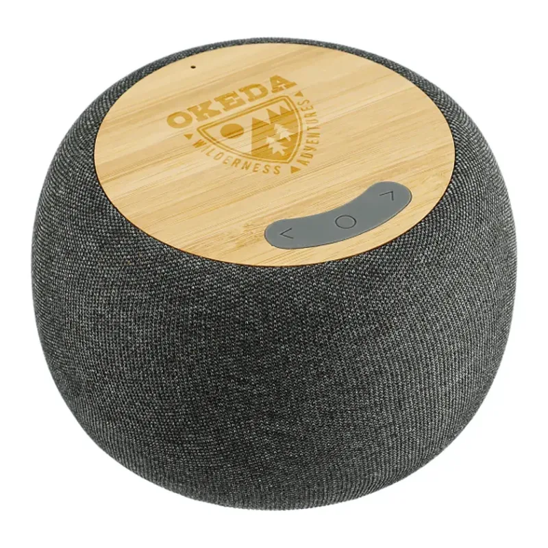 Personalized Bamboo & Fabric Speaker with Wireless Charging - 5W — view 8