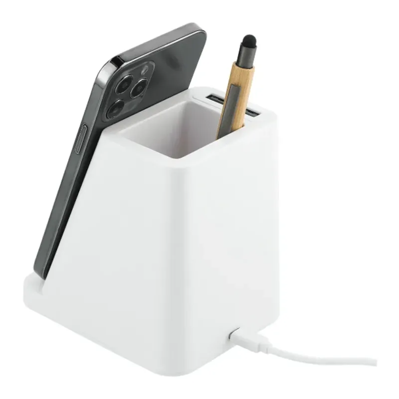 Custom Wireless Charging Pen Holder with Dual Outputs - 5W — view 3