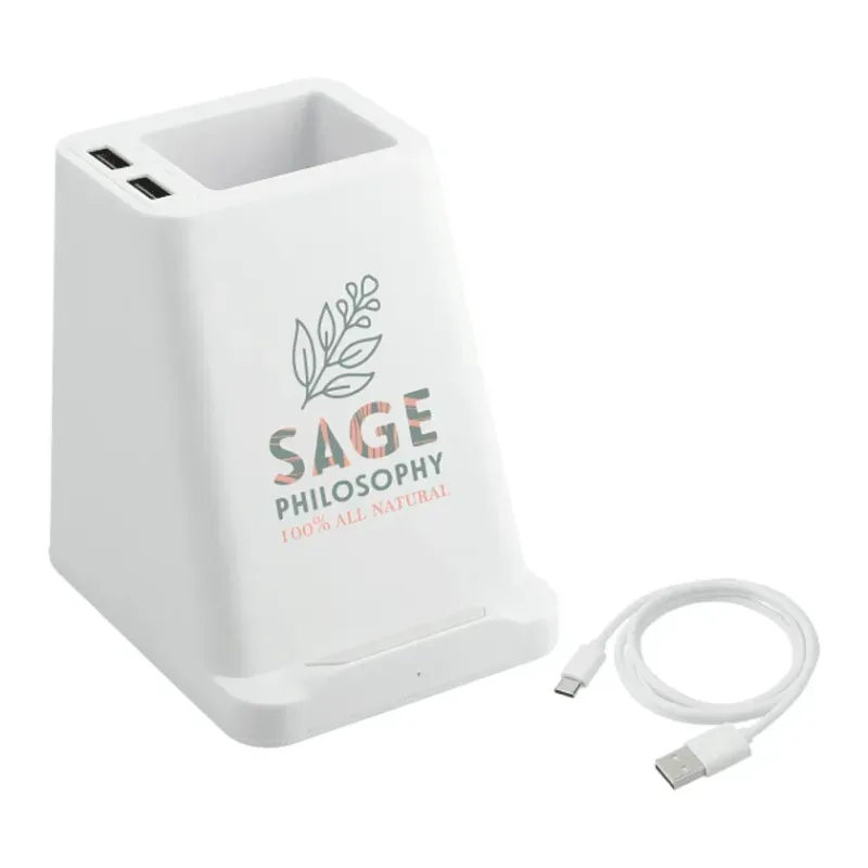 Custom Wireless Charging Pen Holder with Dual Outputs - 5W — view 9