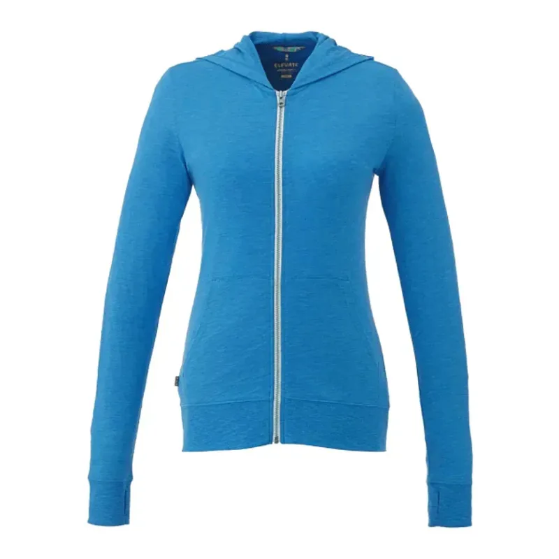 Custom Women's Lightweight Knit Full Zip Garner Hoodie with Thumb Holes — view 12
