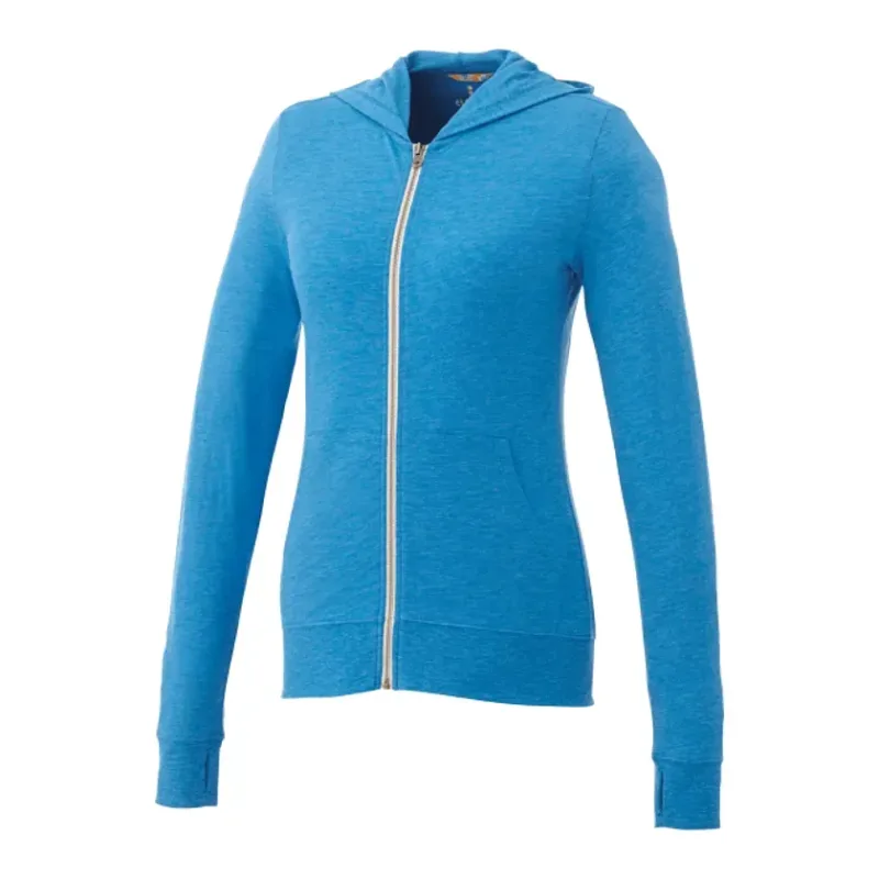 Custom Women's Lightweight Knit Full Zip Garner Hoodie with Thumb Holes — view 14