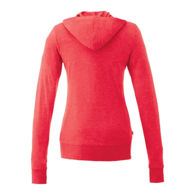 Custom Women's Lightweight Knit Full Zip Garner Hoodie with Thumb Holes — view 2