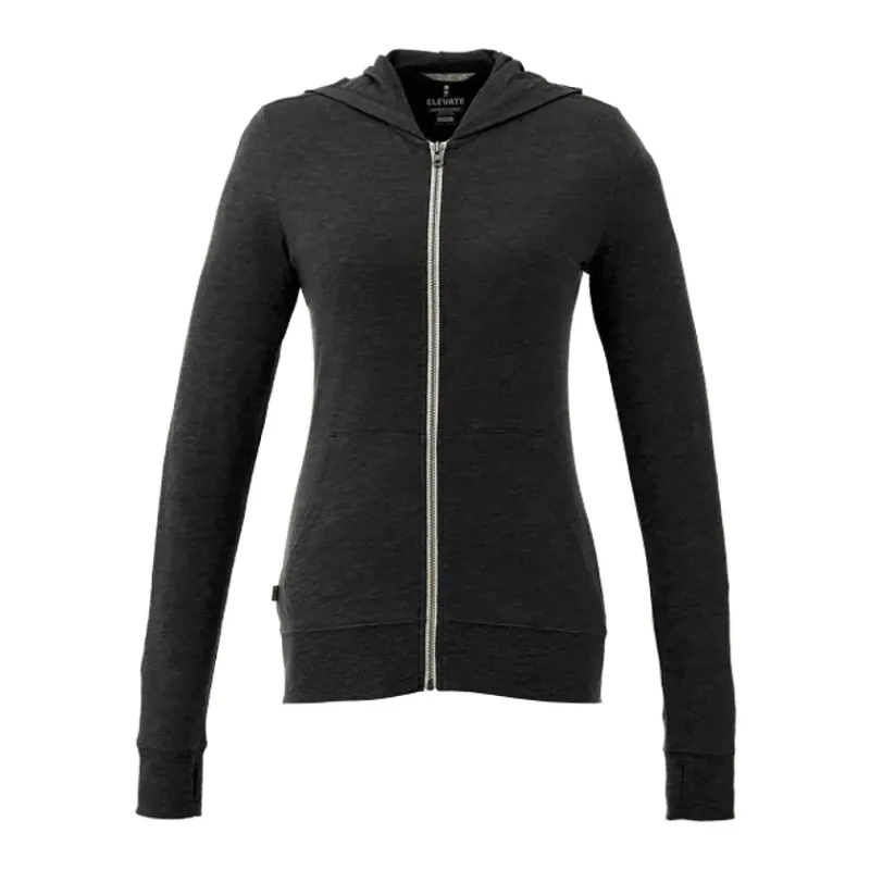 Custom Women's Lightweight Knit Full Zip Garner Hoodie with Thumb Holes — view 21