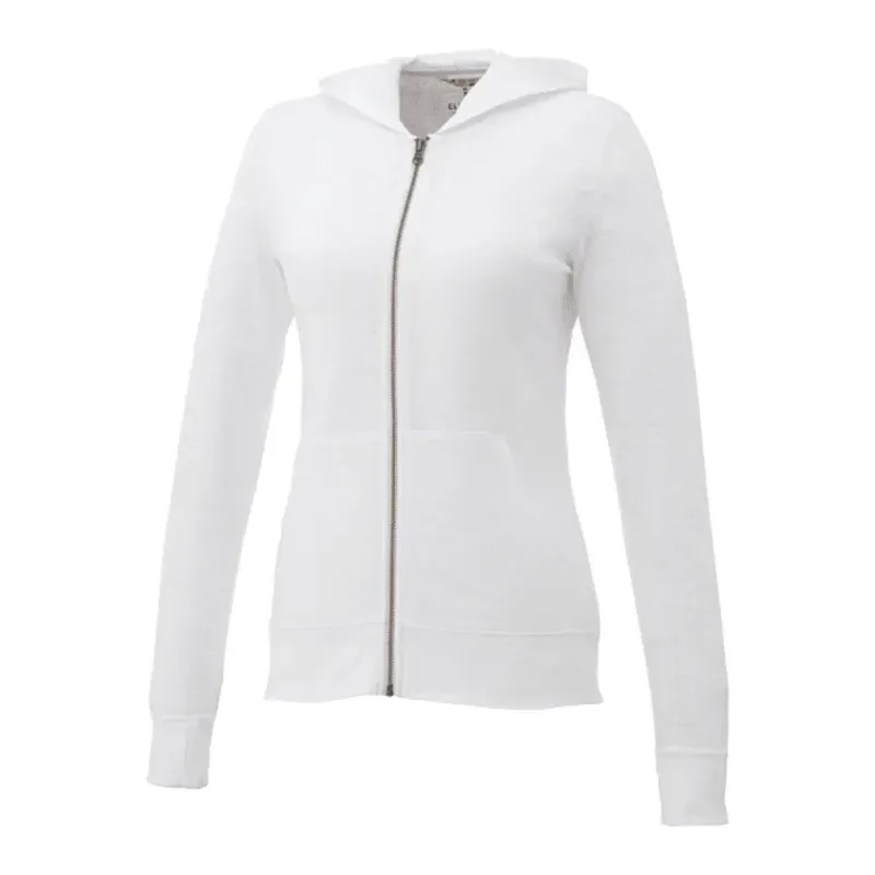 Custom Women's Lightweight Knit Full Zip Garner Hoodie with Thumb Holes — view 7