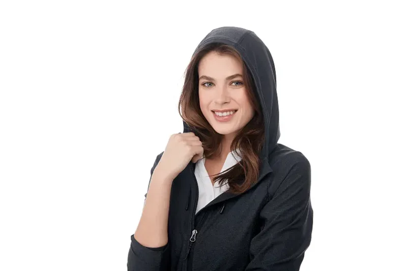 Custom Branded Women's Full Zip Lightweight Stretch Knit Jacket Hoodie - Kaiser Style — view 11