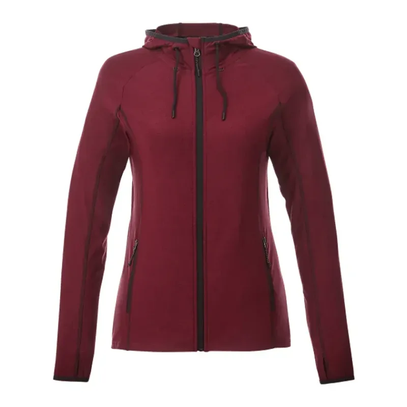 Custom Branded Women's Full Zip Lightweight Stretch Knit Jacket Hoodie - Kaiser Style — view 3