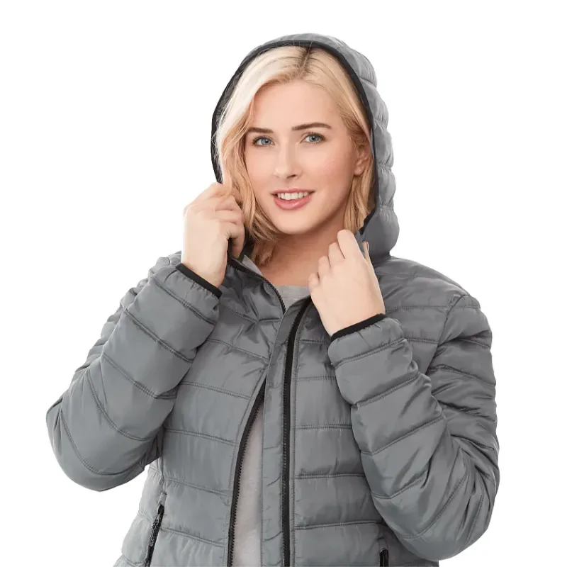 Custom NORQUAY Insulated Puffer Jacket with Hood for Women — view 13