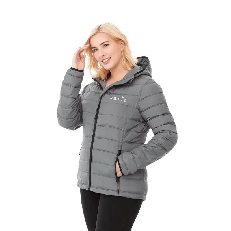 Custom NORQUAY Insulated Puffer Jacket with Hood for Women — view 14
