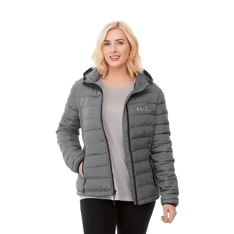 Custom NORQUAY Insulated Puffer Jacket with Hood for Women — view 9