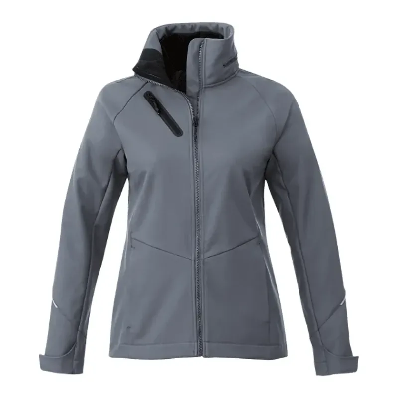 Custom Women's Waterproof Softshell Jacket with Roll-Away Hood - Peyto — view 13