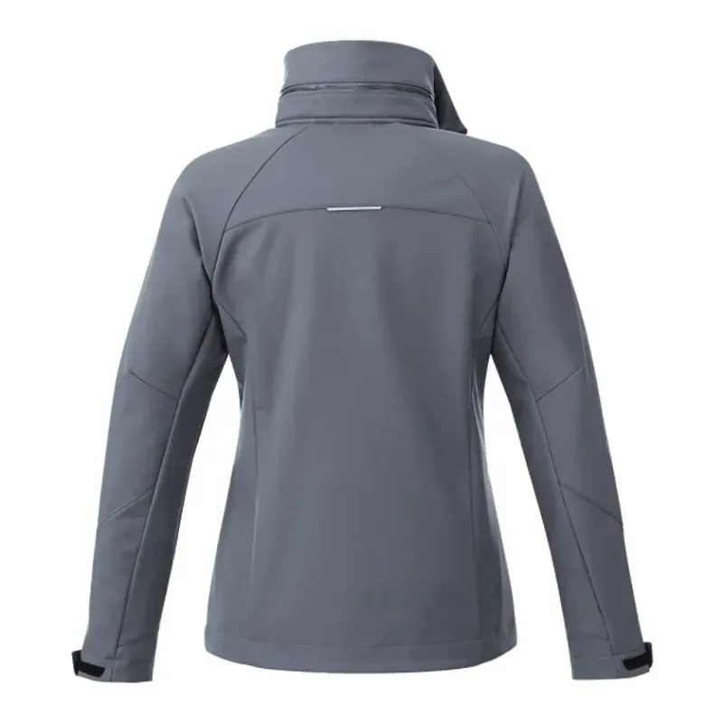 Custom Women's Waterproof Softshell Jacket with Roll-Away Hood - Peyto — view 14