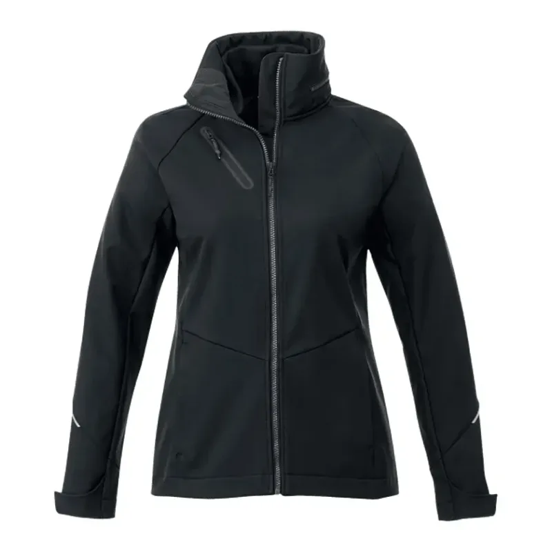 Custom Women's Waterproof Softshell Jacket with Roll-Away Hood - Peyto — view 17